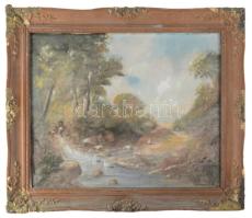 Herman Lipót jelzéssel: Táj. Olaj, vászon. Dekoratív, sérült fakeretben. 40×50 cm