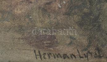 Herman Lipót jelzéssel: Táj. Olaj, vászon. Dekoratív, sérült fakeretben. 40×50 cm