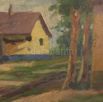 Jándi D jelzéssel: Lakok lóval. Olaj, karton, sérült. 50,5×70 cm