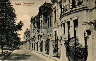 1913 Eszék, Essegg, Osijek; Cavrakova ulica / Chavrakgasse / street view, villa (fl)