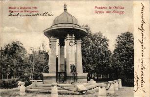 1910 Eszék, Essegg, Osijek; Brunnen im Stadtgarten / Bunar u gradskom vrtu / szökőkút a városligetben / fountain in the park (EK)
