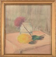 Olvashatatlan (Vaszary?) jelzéssel: Csendélet. Akvarell, papír, üvegezett fakeretben, 40x29,5 cm