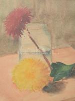 Olvashatatlan (Vaszary?) jelzéssel: Csendélet. Akvarell, papír, üvegezett fakeretben, 40x29,5 cm