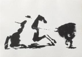 Egyed László (1953-2019): Ló és bika, 10 db grafika. Print, merített papír. Kísérőszövegen jelzett és számozott (77/100). Eredeti merített papír tokban, 15x21 cm