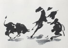 Egyed László (1953-2019): Ló és bika, 10 db grafika. Print, merített papír. Kísérőszövegen jelzett é...