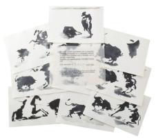 Egyed László (1953-2019): Ló és bika, 10 db grafika. Print, merített papír. Kísérőszövegen jelzett é...