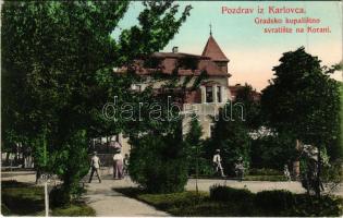 1909 Károlyváros, Karlovac; Gradsko kupalistno svratiste na Korani / fürdő / spa, bathhouse (EK)