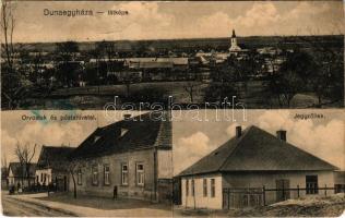 1930 Dunaegyháza, Orvoslak és postahivatal, Jegyzőilak, látkép. Karinger kiadása (EM)