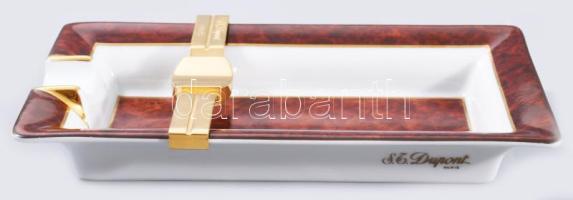 St, Dupont aranyozott öngyújtó, szálcsiszolt felülettel, jelzett, sorszámozott 65x32mm. Hozzá Limoge...