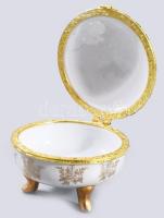Rózsamintás porcelán ékszeres edény, jelzés nélkül, d: 8 cm