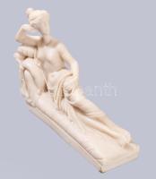 3 darab műgyanta szobor, egyik ragasztott, m: 21 cm alatt