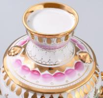 Gzhel porcelán szamovár, jelzett, m: 21 cm