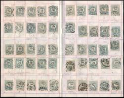 Krajcáros tanulmány gyűjtemény az 1881-es 20kr bélyegből, összesen 646 db bélyeg fogazat és típusvál...