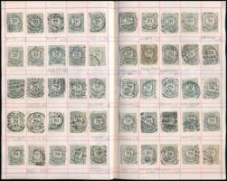 Krajcáros tanulmány gyűjtemény az 1881-es 20kr bélyegből, összesen 646 db bélyeg fogazat és típusvál...
