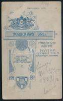 cca 1910 Fiatal férfi egészalakos portréja (Singer Miksa tanár), vizitkártya Horn Mór nyitrai (Nitra...