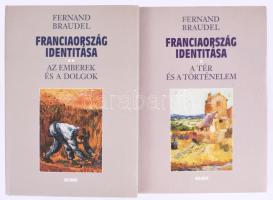 Fernand Braudel: Franciaország identitása. I-II. köt. I. köt.: A tér és a történelem. II. köt. Az emberek és a dolgok. Ford.: Mihancsik Zsófia. Bp., 2003-2004, Helikon, 326+4 p.; 591+5 p. Egyetlen magyar kiadás. Kiadói kartonált papírkötések, kiadói papír védőborítókban, jó állapotban.