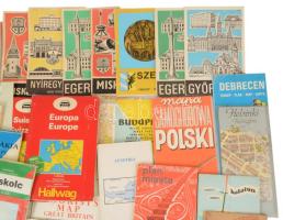 Kb 60 db modern térkép, nagyrészt magyar várostérképek, kevés európai