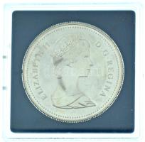 Kanada 1981. 1$ Ag "Transzkontinentális vasútvonal" kapszulában, pénzverdei csomagolásban T:PP Canada 1981. 1 Dollar Ag "Transcontinental Railroad" in capsule, in mint case C:PP Krause KM#130