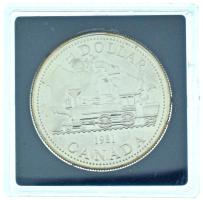 Kanada 1981. 1$ Ag "Transzkontinentális vasútvonal" kapszulában, pénzverdei csomagolásban ...