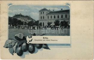 1906 Brcko, Brcka; Hauptplatz mit Hotel Posavina / main square, hotel. M. Zeitler Art Nouveau, floral (Rb)