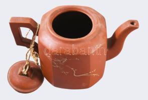 cca 1950 Kínai teás kanna. Jelzett, oldalán a készítő szignójával, illetve datálással, hibátlan, m: ...