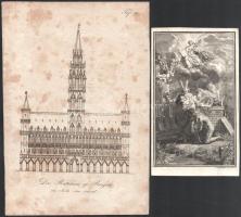 ca 1820 2 db rézmetszet Wandelaar: Mózes, 9x16 cm, Brússzeli városháza 16x23 cm
