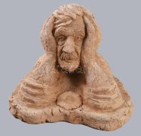 Zsombori Árpád (1958-): Gondolkodó férfi. Kerámia jelzett, m: 16 cm