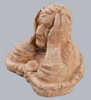 Zsombori Árpád (1958-): Gondolkodó férfi. Kerámia jelzett, m: 16 cm