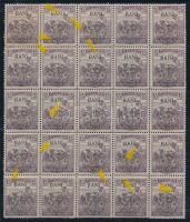 Kolozsvár 1919 Arató 15f 25-ös tömb a 2. bélyegen BAN I tévnyomat és egyéb lemezhibák, Bodor vizsgálójellel