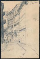 Olvashatatlan jelzéssel: Utcarészlet, 1924. Ceruza, papír, 21x14 cm