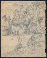 Jelzés nélkül: Narzissenfest (Virágfesztivál, Ausztria), 1920. Ceruza, papír, lap széle kissé sérült, 21,5x17,5 cm