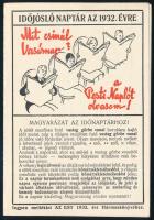 1932 Időjósló naptár - Schlaffler-féle időjelző naptár 1932. évre Kihajtható kártyanaptár