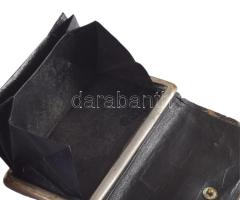 Bőr tárca, ezüst (Ag) díszítéssej, jelzett. Hűmér névre 6x11 cm