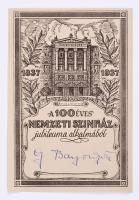 1937 Bajor Gizi színésznő aláírása Nemzeti Színház jubileumi emléklapján