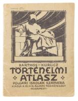 cca 1930 Barthos - Kurucz: Történelmi atlasz polgári iskolák számára. Bp., M. Kir. Honvéd Térképészeti Intézet, 30 p. Kiadói papírkötés, kissé kopott borítóval