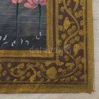 Jelzés nélkül, indiai művész: Jelenet. Vegyes technika, selyem, 52x38,5 cm