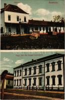 1914 Belényes, Beius; vasútállomás, M. kir. állami polgári leányiskola. Süssmann Lázár kiadása / railway station, girls' school (vágott / cut)