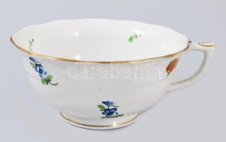 Herendi porcelán teás csésze. Kézzel festett, jelzett, kis kopással