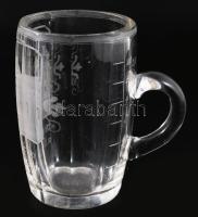 Ferdinandsbrunn am Marienbad gyógyvizes pohár metszett dekorral, mércével XIX. sz. 11 cm