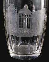 Ferdinandsbrunn am Marienbad gyógyvizes pohár metszett dekorral, mércével XIX. sz. 11 cm