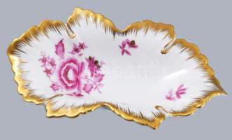Herend porcelán tálka. Kézzel festett, jelzett, hibátlan 14x9 cm