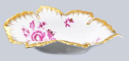 Herend porcelán tálka. Kézzel festett, jelzett, hibátlan 14x9 cm