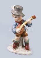 Wagner &amp; Apel Bertram mandolinos fiú. Jelzett, kézzel festett, hibátlan m: 12,5 cm