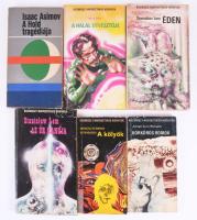 Kozmosz Fantasztikus Könyvek 6 kötete: Arkagyij és Borisz Sztrugackij: A kölyök, Jorge Louis Borges: Körkörös romok, Stanislaw Éden, Staniszlaw Lem: Az úr hangja, Philip K. Dick: A halál útvesztője, Isaac Asimov: A Hold tragédiája. Kiadói papírkötésben