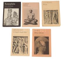 Az ókori irodalom kiskönyvtára 5 kötete: Claudianus Versei, Róma háborúi, A lenyírt hajú lány, Az írnok panasza, Anthia és Habrokomész. Kiadói kartonált papírkötésben