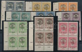 Nagyvárad 1919 Árvíz 10 klf érték ívszéli 4-es tömbökben (12f hiányzik / missing), Bodor vizsgálójellel