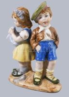 Wagner &amp; Apel Bertram gyermekpár. Jelzett, kézzel festett, hibátlan, m: 13 cm