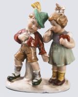 Wagner &amp; Apel Bertram udvarló fiú. Jelzett, kézzel festett, hibátlan, m: 12,5 cm