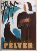 Cziglényi László (-): Félvér, 1942 (Filmplakát terve). Tempera, fedőfehér, papír, jelzett a hátoldalán, 42x31,5 cm.