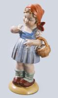 Wagner &amp; Apel Bertram nagyobb méretű kosarára mutató lány. Jelzett, kézzel festett, hibátlan...